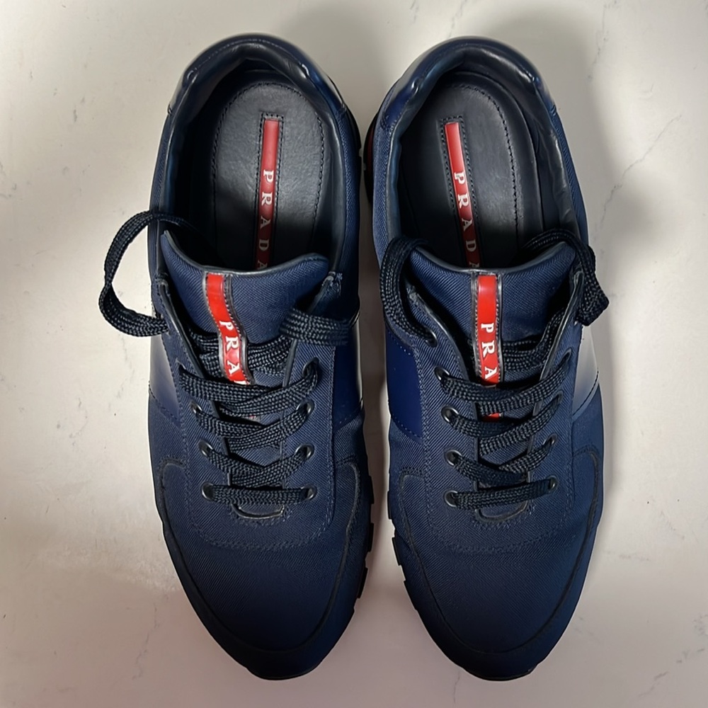 Prada Navy blue sneakers size 9 used no box - Picture 3 of 7